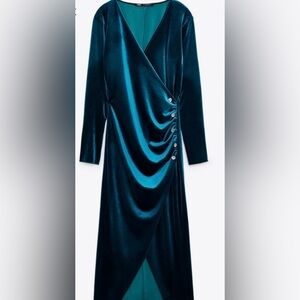 Zara Blue (teal like) Asymmetrical Wrap Dress